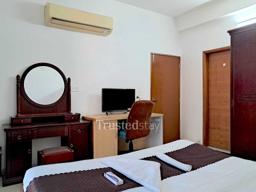 Bedroom one with Balcony of Shivam Monreve, Thaltej, Ahmedabad